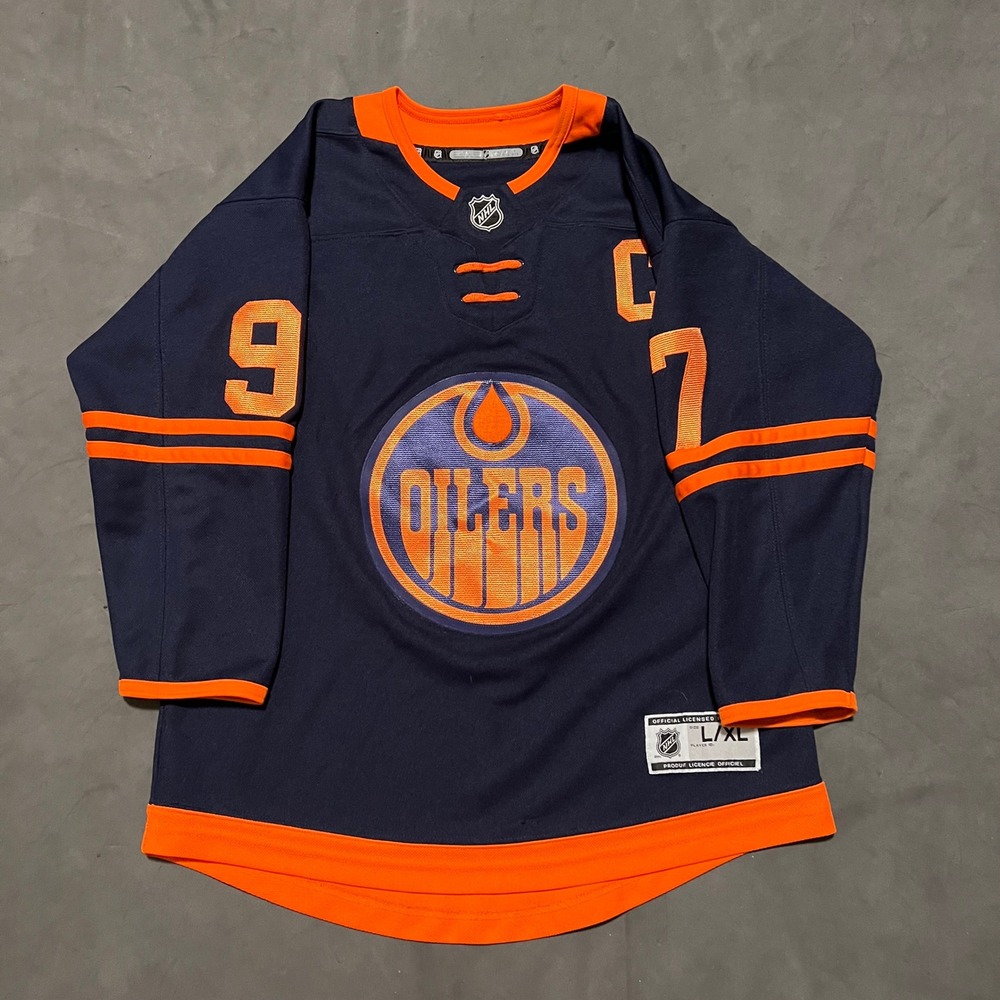 NHL Edmonton Oilers‎ Connor McDavid Jersey Kids L/XL Navy Blue Alternate